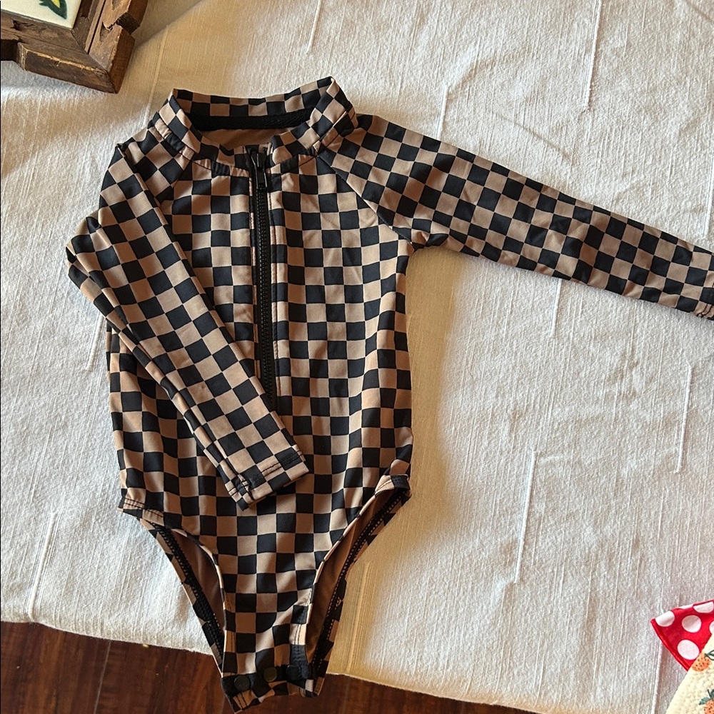 Brown Checkered Kids Bodysuit